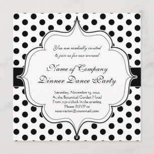 Invitation Motif simple Polka Dot noir et blanc
