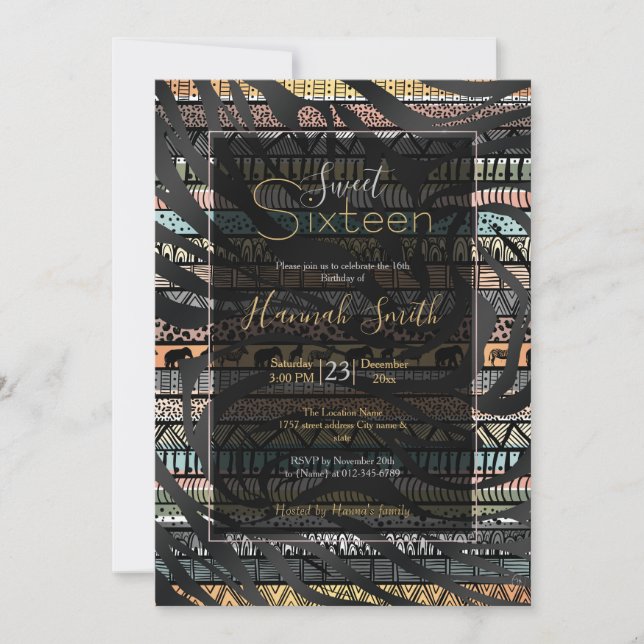 Invitation Motif tribal africain Zebra Stripes (Devant)