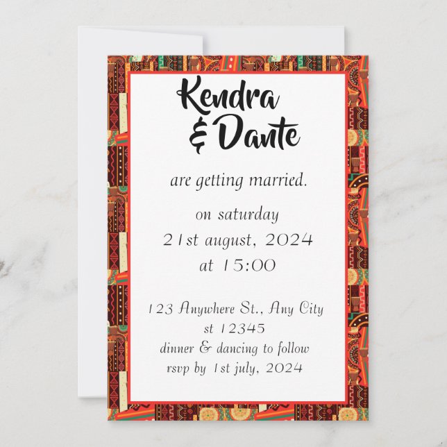 Invitation Motif tribal Afrocentrique Kente (Devant)