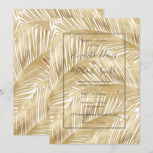Invitation Motif Tropical de feuille d'or moderne