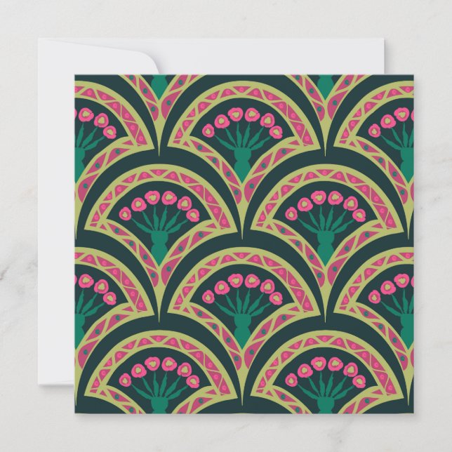Invitation motif vert en forme de coque (Devant)