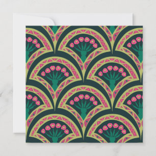 Invitation motif vert en forme de coquillage