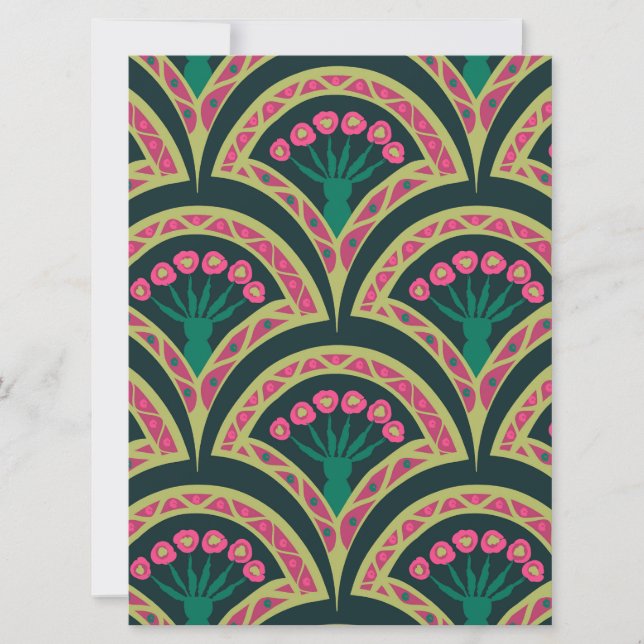 Invitation motif vert en forme de coquillage (Devant)