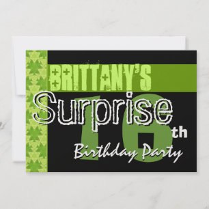 Invitation Motif vert pour la chaux d'anniversaire de surpris