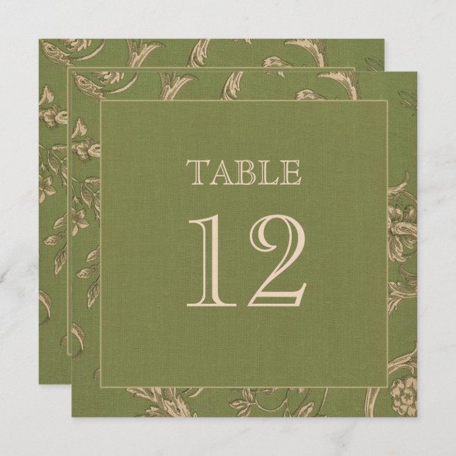 Invitation Motif Vintage beige vert Burlap Mariage Texture (Devant / Derrière)