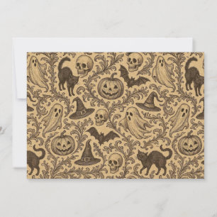 Invitation Motif vintage Halloween victorien avec des fantôme
