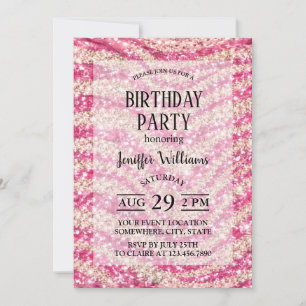 Invitation Motif zèbre paillettes rose blush girly           