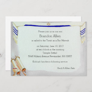 Invitation Motifs Bar Mitzvah en aquarelle