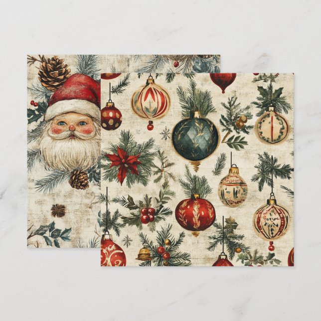 Invitation Motifs de fêtes Vintages sur parchemin (Devant / Derrière)