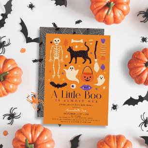 Invitation Motifs de Little Boo Halloween Baby shower orange
