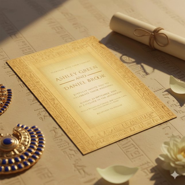 Invitation Motifs de l'or antique Hiéroglyphique Mariage égyp (Créateur téléchargé)