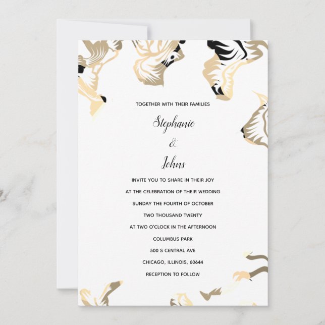 Invitation Motifs floraux Printemps Boho été Mariage minimal (Devant)