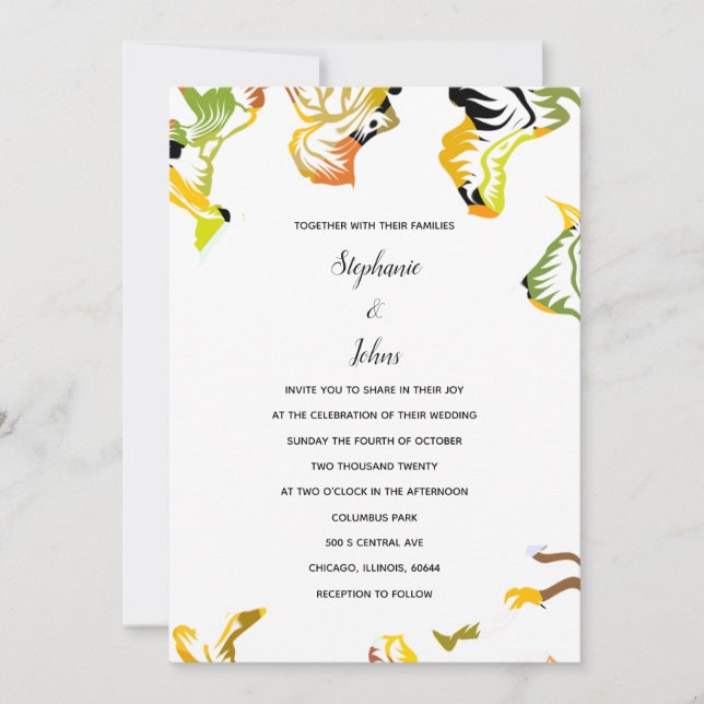 Invitation Motifs floraux printemps été automne Boho Mariage (Devant)