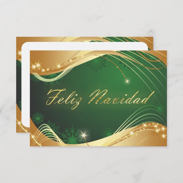 Invitation Motivo dorado de Navidad con fondo verde (Devant / Derrière)