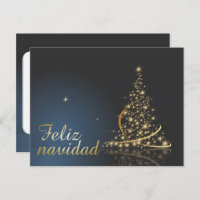 Motivo navideño azul con dorado árbol de navidad.