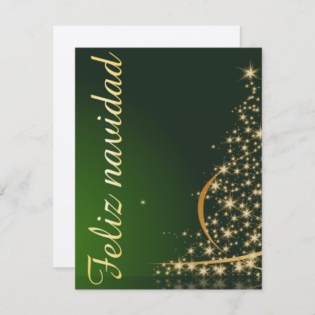 Invitation Motivo navideño verde con arbol de navidad. (Devant / Derrière)