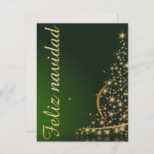 Invitation Motivo navideño verde con arbol de navidad.