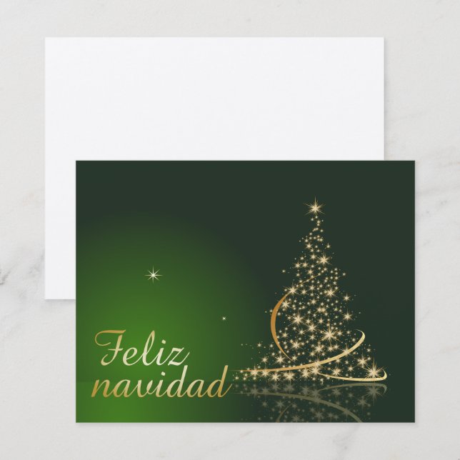 Invitation Motivo navideño verde con arbol de navidad. (Devant / Derrière)