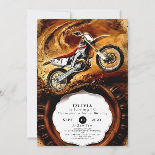 Invitation Moto colorée Off Road pour enfants anniversaire