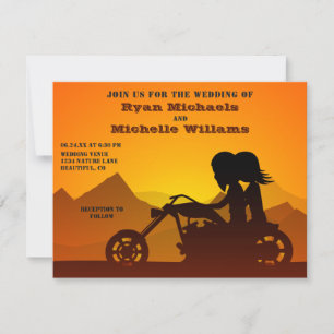 Invitation Moto Couple Mountain Sunset/Sunrise Mariage
