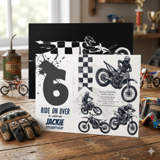 Invitation Moto Cross Dirt Bike 6ème Anniversaire Balade Sur