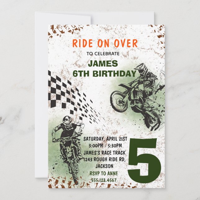 Invitation moto Dirt Bike Party Invitation (Devant)