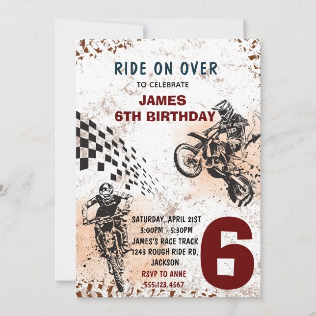 Invitation moto Dirt Bike Party Invitation (Devant)