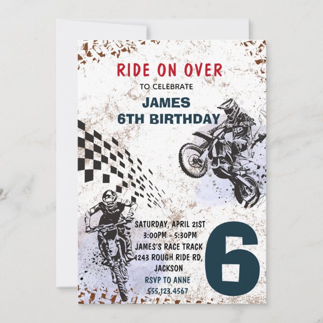 Invitation moto Dirt Bike Party Invitation (Devant)