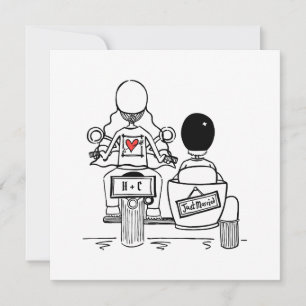 Invitation Moto et Mariage Sidecar personnalisés