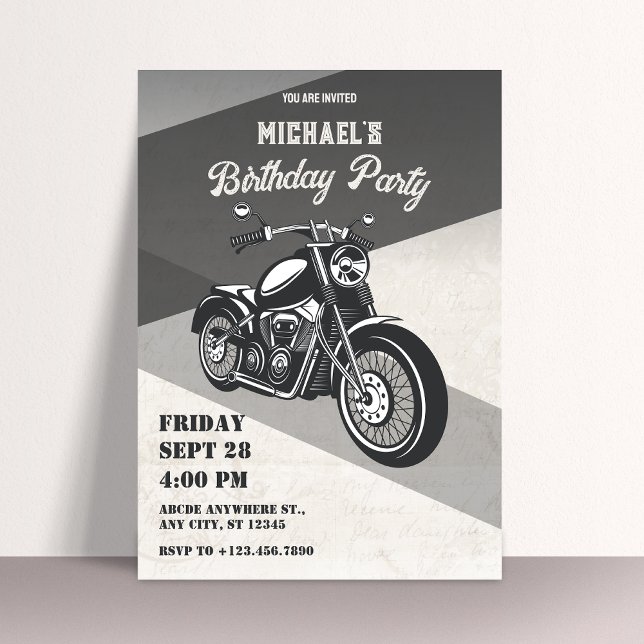 Invitation Moto rétro vintage d'anniversaire (Créateur téléchargé)