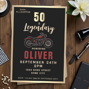 Invitation Moto vintage 50e anniversaire de fête de vélo