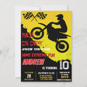 Invitation Motocross Dirt Bike Motorbike personnalisés Annive