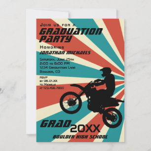 Invitation Motocross Dirt Bike PHOTO Sunburst Graduation