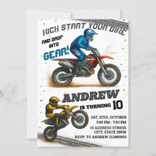 Invitation Motocross Dirt Motorbike personnelle moderne Anniv