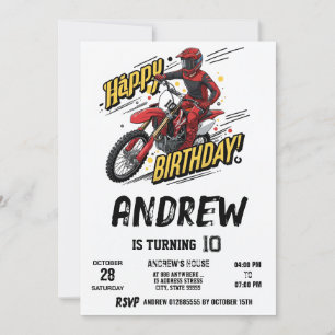 Invitation Motocross Dirt Motorbike personnelle moderne Anniv