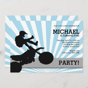Invitation Motocross Dirtbike, Bleu