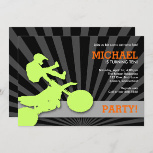 Invitation Motocross Dirtbike Invitation, Vert et Orange