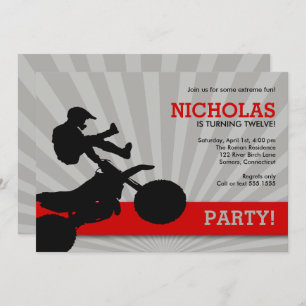 Invitation Motocross Dirtbike, Rouge et Noir