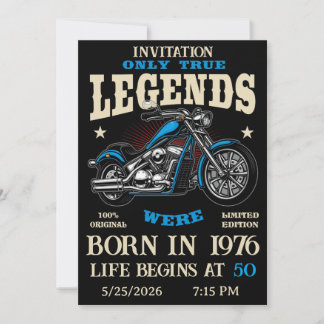 Invitation Motocyclette Chopper Biker d'anniversaire Personna