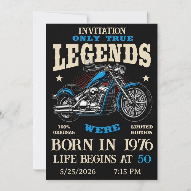 Invitation Motocyclette Chopper Biker d'anniversaire Personna (Devant)