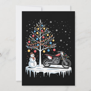 Invitation Motocyclette de moto cross de Noël Bonhomme de nei