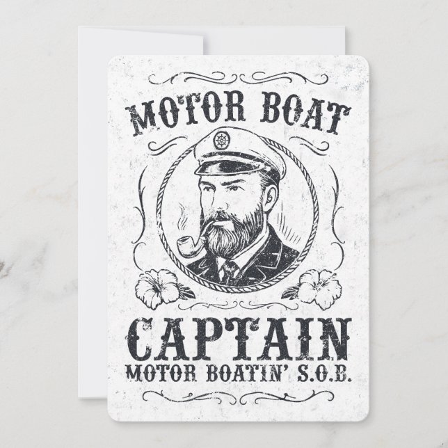 Invitation Motor Boat Captain Funny Pontoon Boating (Devant)
