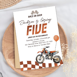Invitation Motorcycle Dirt Bike 5e fête d'anniversaire