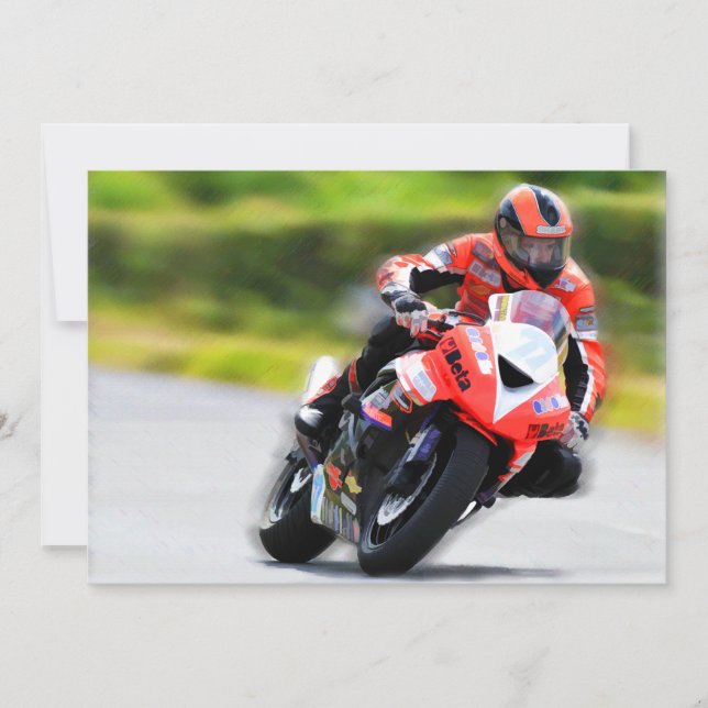 Invitation Motorcycle Red Racer (Devant)