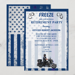 Invitation Motorcycle US Drapeau Police Officier Retraite