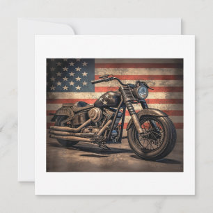 Invitation Motorcycle USA Drapeau Retro Biker