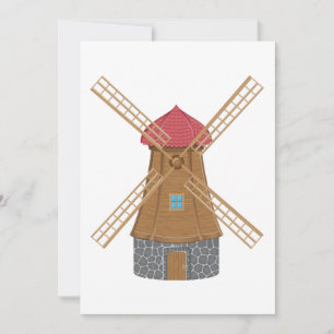 Invitation Moulin à vent en bois traditionnel rustique