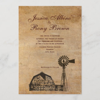 Invitation Moulin à vent en toile Vintage rustique