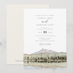 Invitation MOUNT RAINIER Aquarelle Mariage de montagne