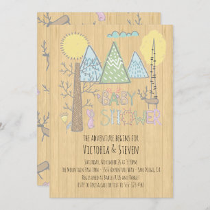 Invitation Mountain Adventure Baby shower Watercolor